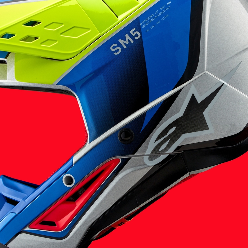 Alpinestars S-M5 Sail fluo-kelta-sininen-hopea motocross-kypärä