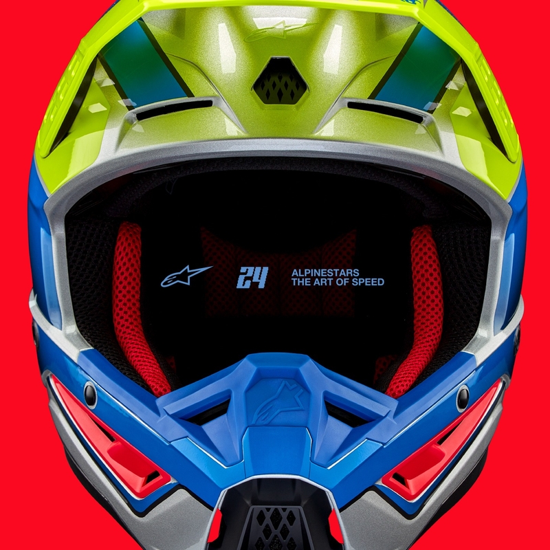 Alpinestars S-M5 Sail fluo-kelta-sininen-hopea motocross-kypärä