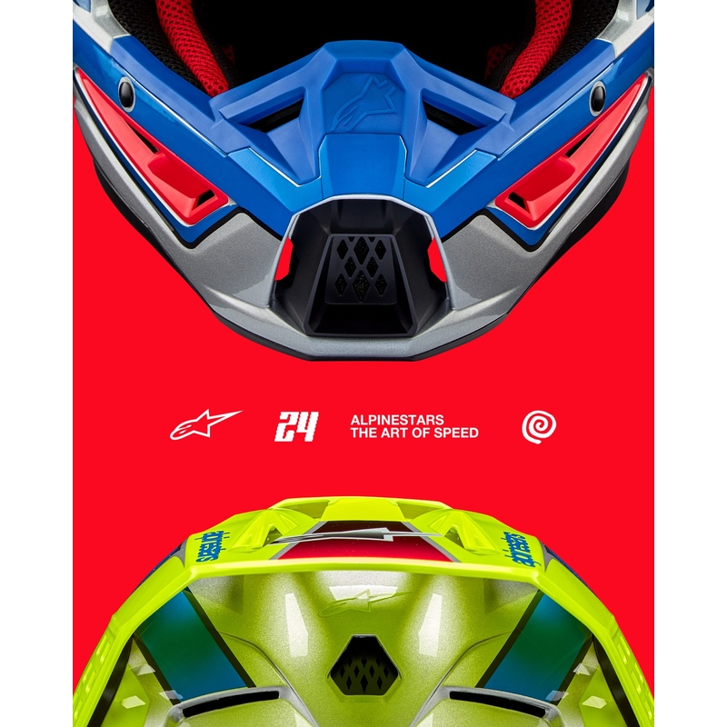 Alpinestars S-M5 Sail fluo-kelta-sininen-hopea motocross-kypärä