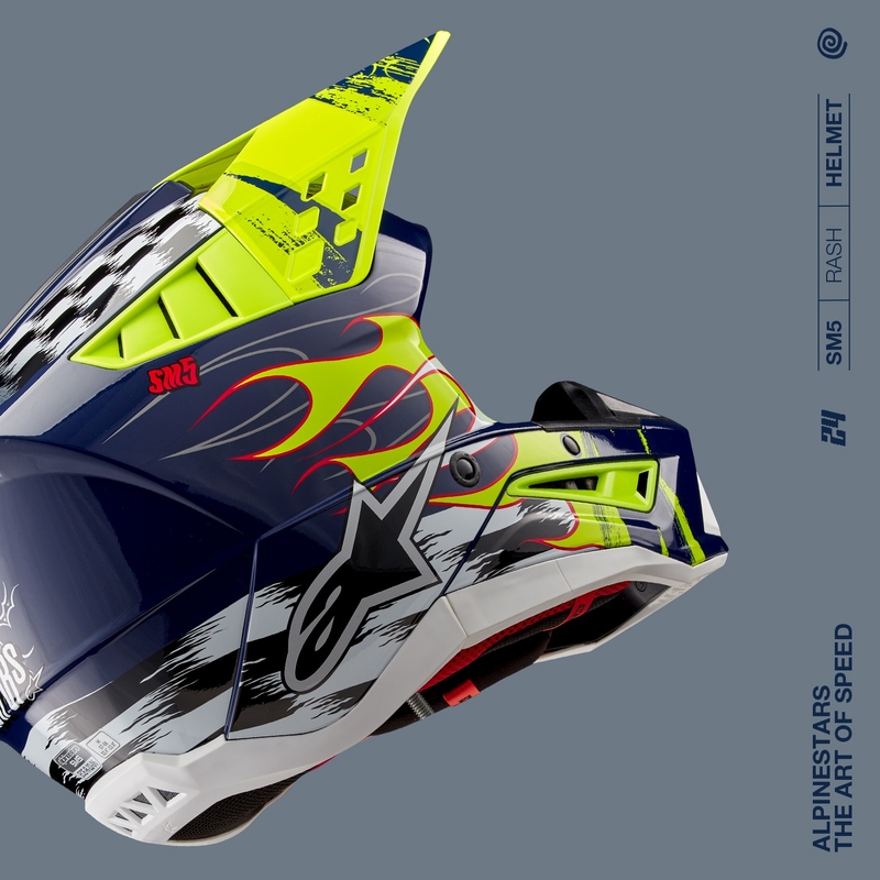 Alpinestars S-M5 Rash motocross kypärä sini-fluo keltainen