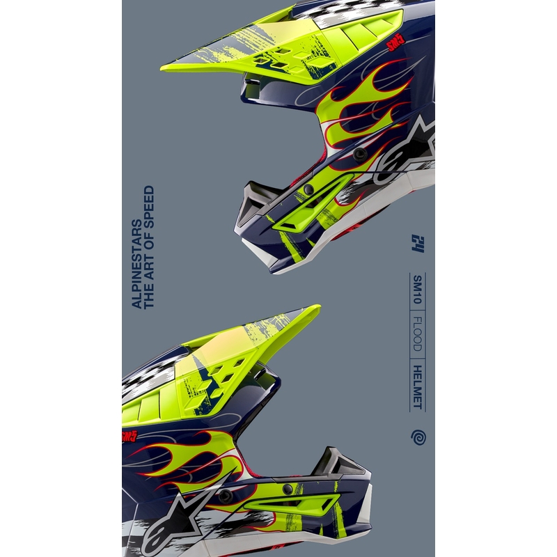 Alpinestars S-M5 Rash motocross kypärä sini-fluo keltainen