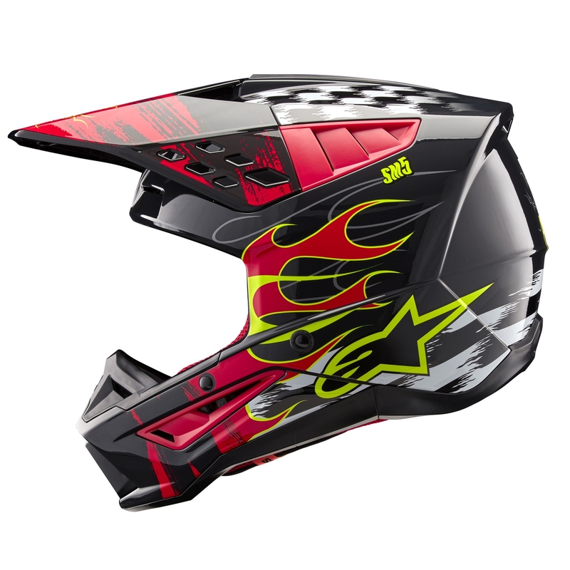 Alpinestars S-M5 Rash harmaa-fluo-punainen motocross kypärä