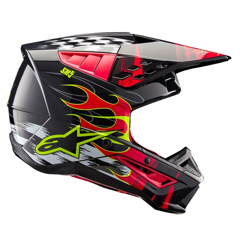 Alpinestars S-M5 Rash harmaa-fluo-punainen motocross kypärä