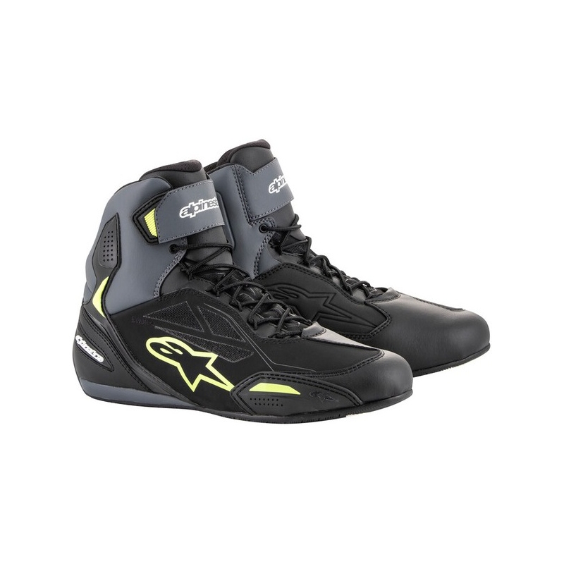 Alpinestars Faster-3 Drystar musta-harmaa-fluo-keltaiset moottoripyöräsaappaat