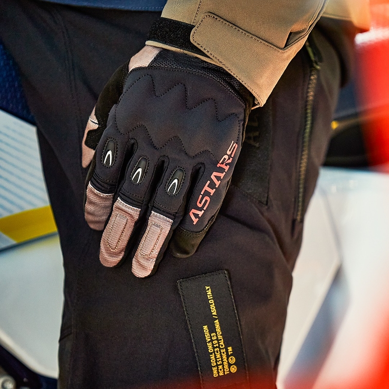 Alpinestars Techdura motocross käsineet musta-ruskea-fluo-punainen