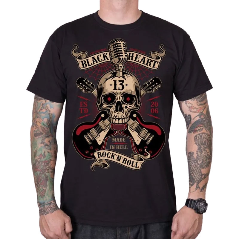 T-paita Black Heart Rock N Roll musta