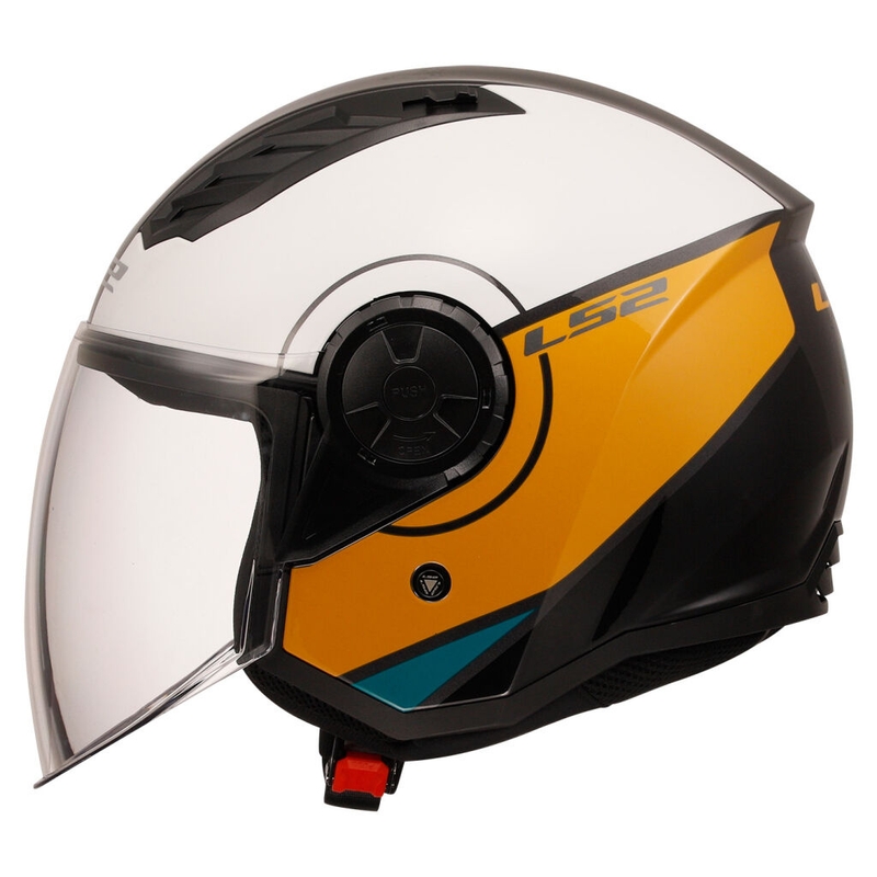 Avoin moottoripyöräilykypärä LS2 OF616 Airflow II Cover Kiiltävä valkoinen-ruskea