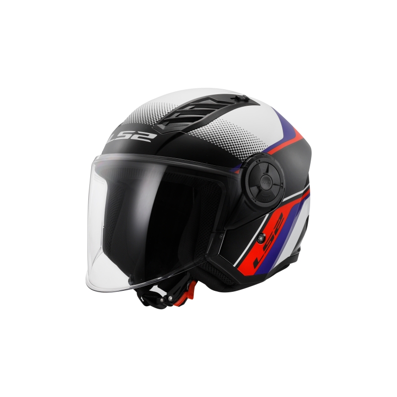 Avoin moottoripyöräilykypärä LS2 OF616 Airflow II Rush valkoinen-sininen-punainen