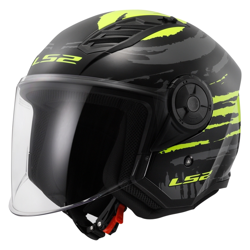 Avoin moottoripyöräilykypärä LS2 OF616 Airflow II Brush musta-fluokokeltainen