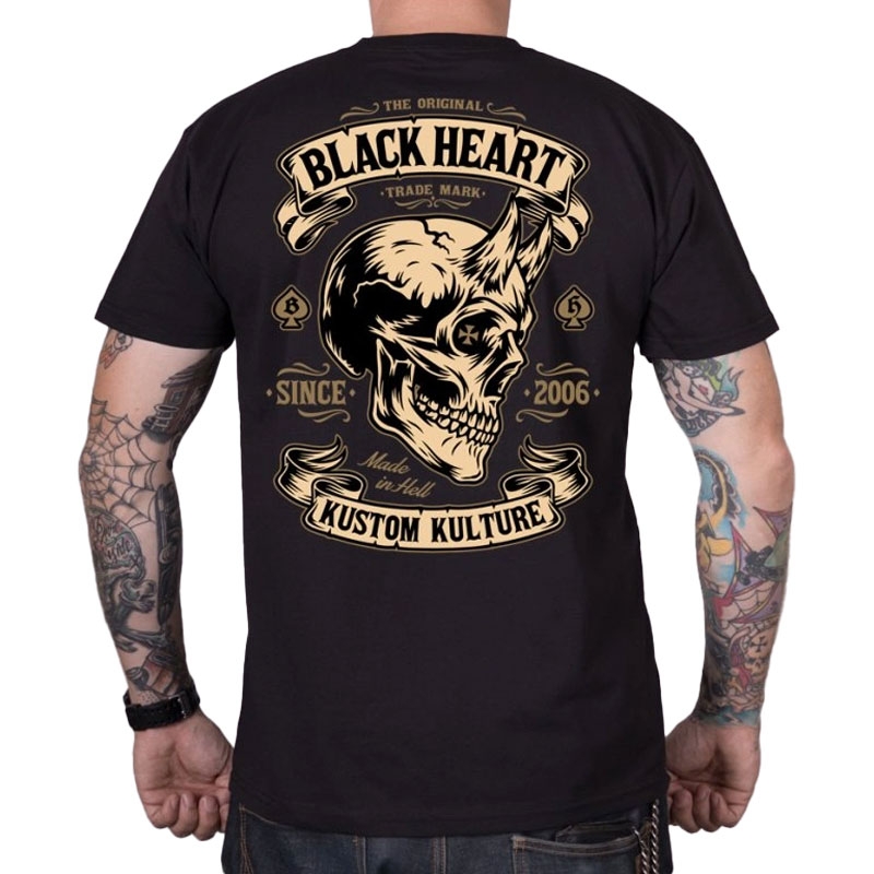 T-paita Musta Sydän Devil Skull musta musta
