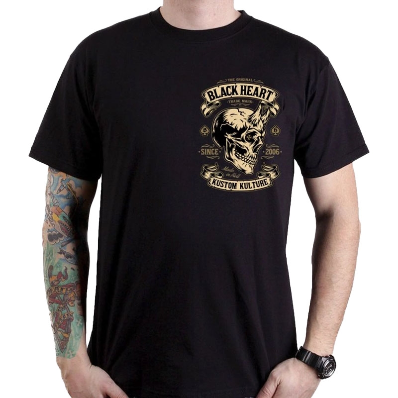 T-paita Musta Sydän Devil Skull musta musta