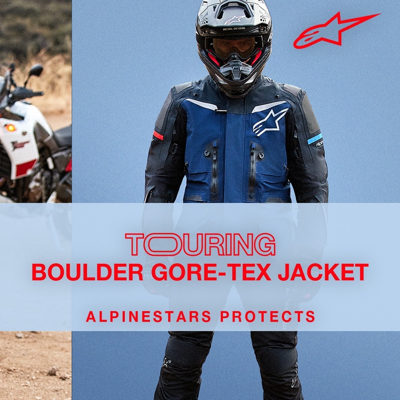 Alpinestars Boulder Gore-Tex tummansininen-musta Moottoripyöräily takki