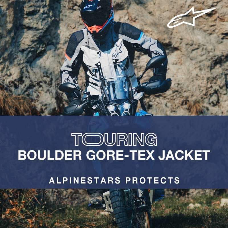 Alpinestars Boulder Gore-Tex tumman vaaleanharmaa moottoripyöräily takki