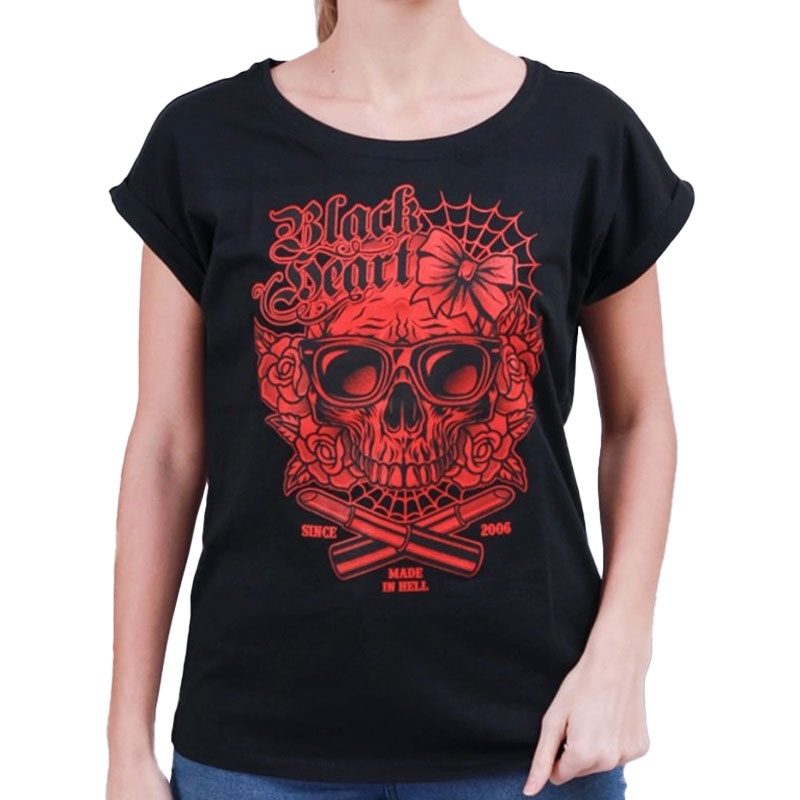 Naisten T-paita Musta Sydän Dead Beauty Ext musta musta