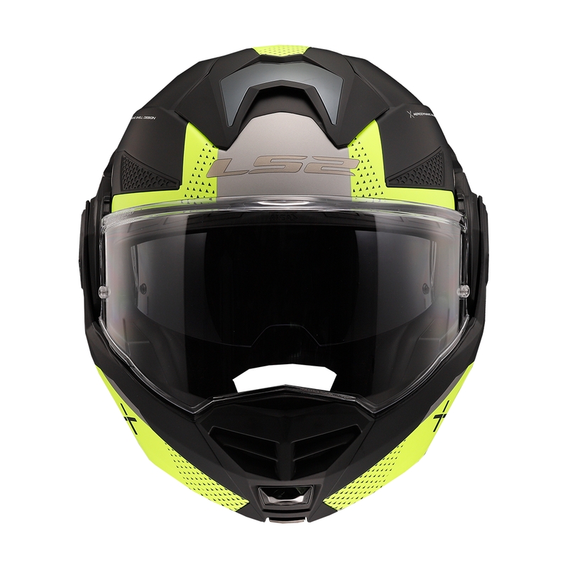 LS2 FF901 Advant X Oblivion musta-fluo-keltainen flip-up moottoripyöräilykypärä