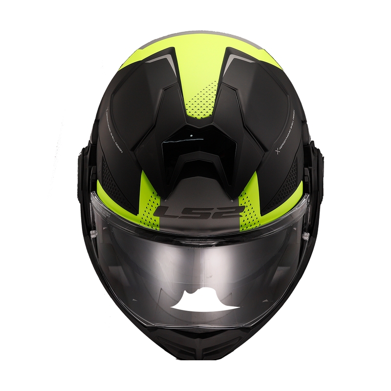LS2 FF901 Advant X Oblivion musta-fluo-keltainen flip-up moottoripyöräilykypärä