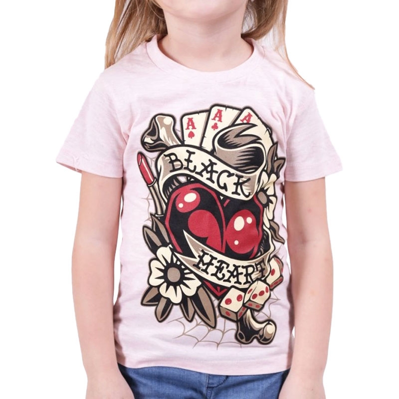 Dětské triko Black Heart Rockabilly Heart růžové