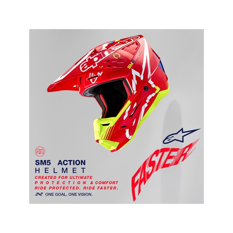 Motokrosová helma Alpinestars S-M5 Action červeno-fluo žluto-bílo modrá