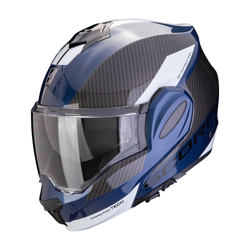Překlápěcí helma na motorku Scorpion EXO-TECH EVO TEAM modro-černo-bílá výprodej