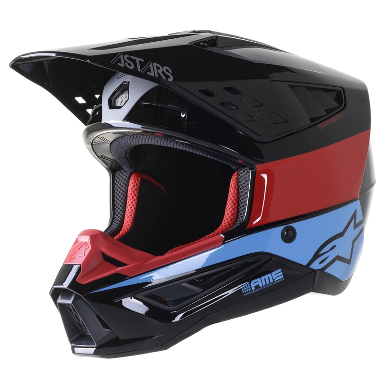 Motokrosová helma Alpinestars S-M5 Bond černo-červeno-azurová lesklá