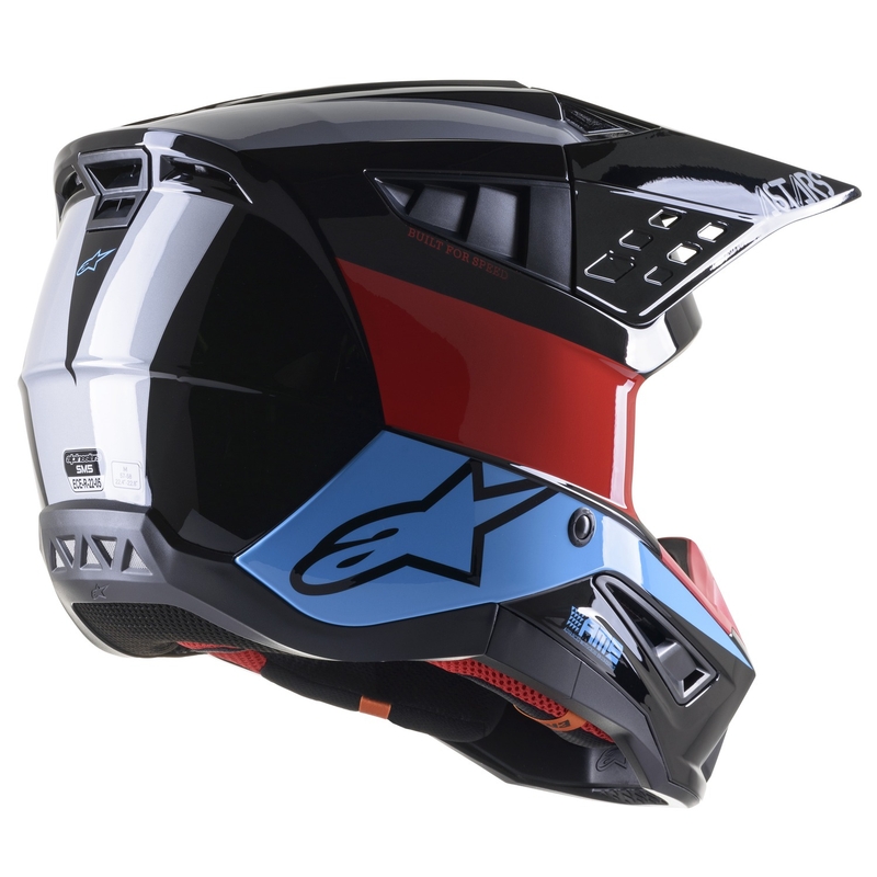 Motokrosová helma Alpinestars S-M5 Bond černo-červeno-azurová lesklá