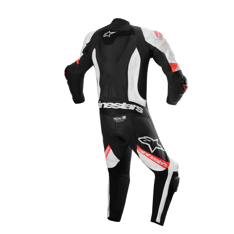 Alpinestars Missile 2 Ward Musta-valkoinen-fluo-punainen nahkainen moottoripyöräilyhaalari