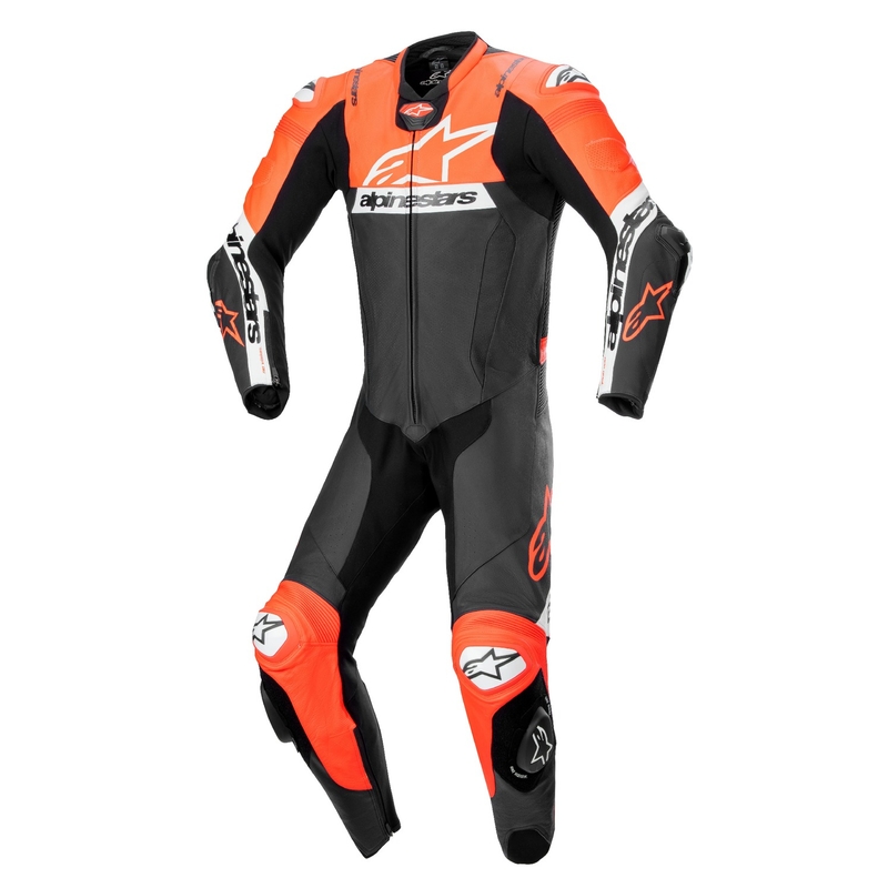 Alpinestars Missile 2 Ward Musta-Fluo Punainen-Valkoinen Nahkainen Moottoripyöräilyhaalari