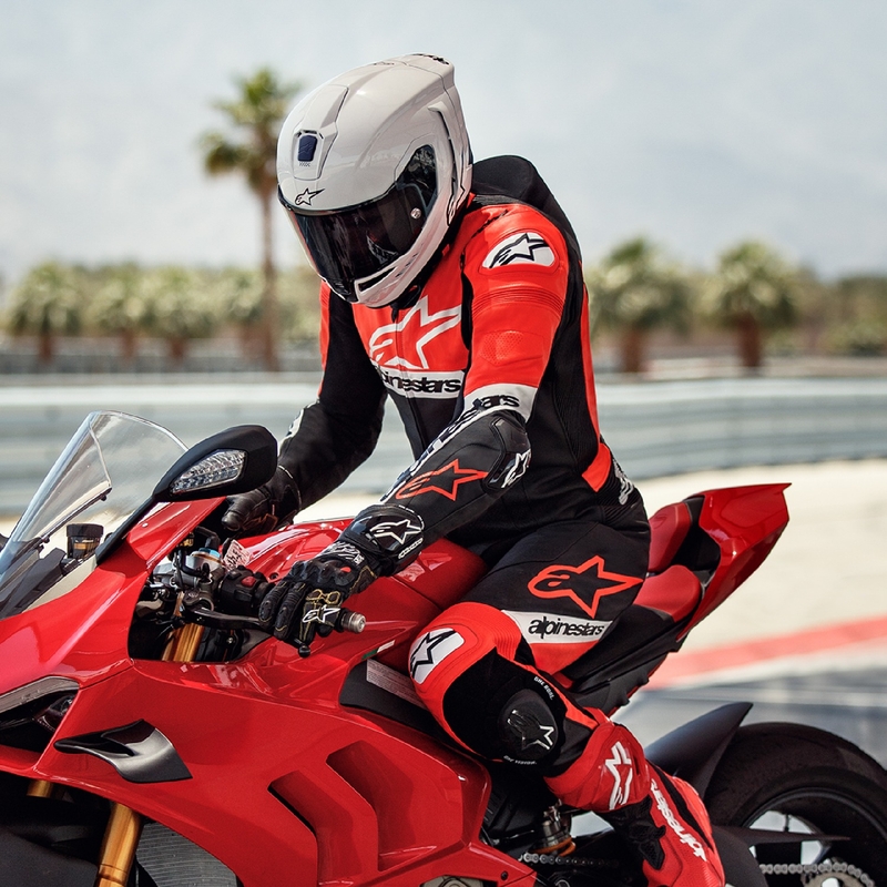 Alpinestars Missile 2 Ward Musta-Fluo Punainen-Valkoinen Nahkainen Moottoripyöräilyhaalari