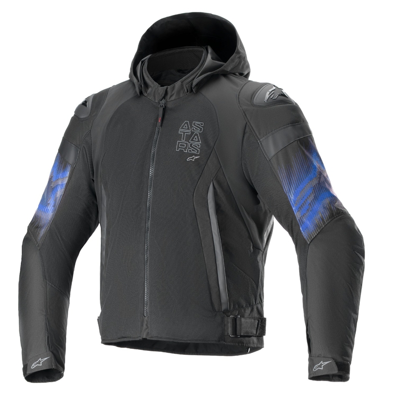 Alpinestars Zaca Air Venom Vedenpitävä Musta/Fluo Blue Moottoripyöräily takki