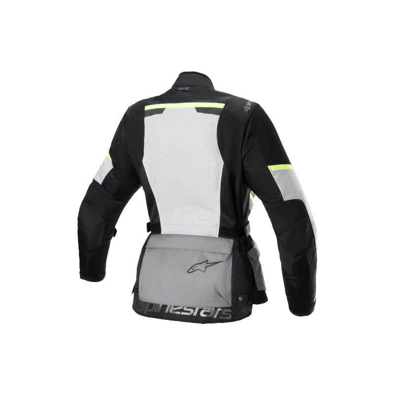 Alpinestars Naisten Stella Andes Air Drystar Vaaleanharmaa-tummanharmaa-musta-fluokeltainen moottoripyöräily takki