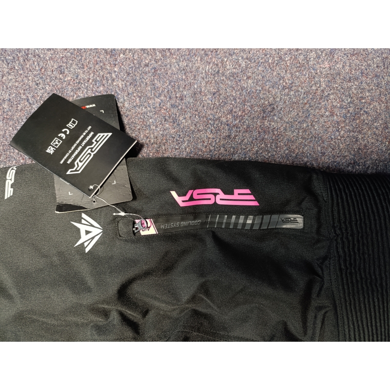 Naisten moottoripyöräilyhousut RSA Greby 2 musta ja vaaleanpunainen - laatu II