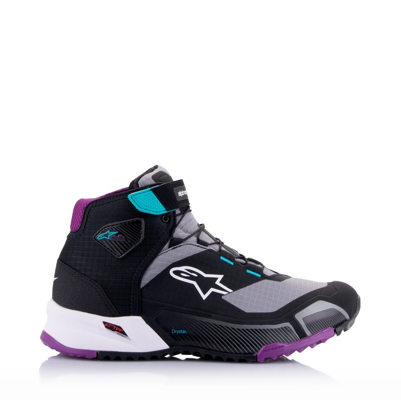 Alpinestars Naisten Stella CR-X Drystar Musta-harmaa-violetti-turkoosi Moottoripyöräsaappaat