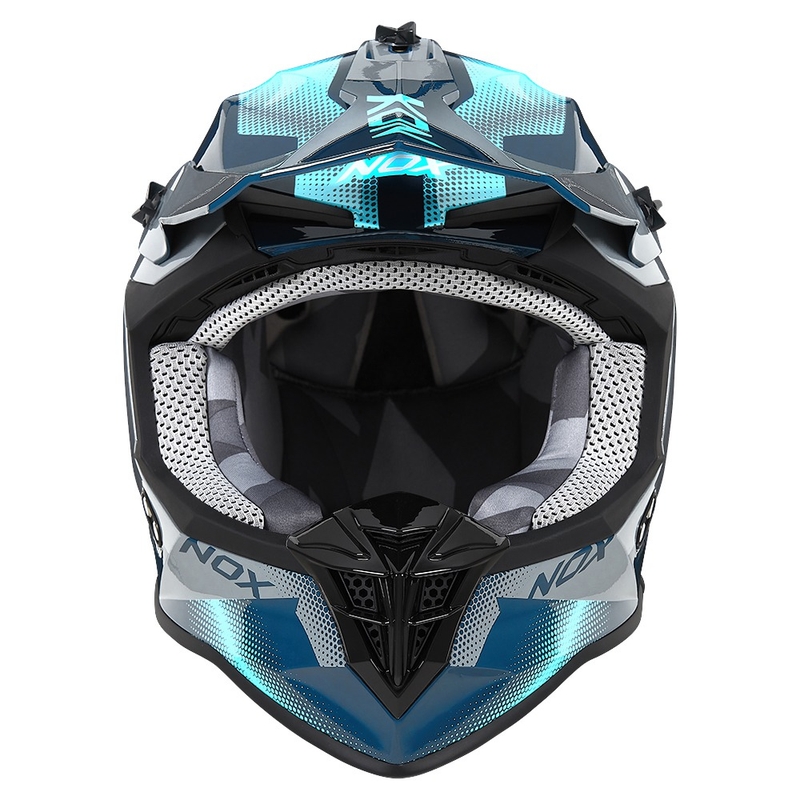 Motokrosová helma NOX N633 fluo modro-šedá