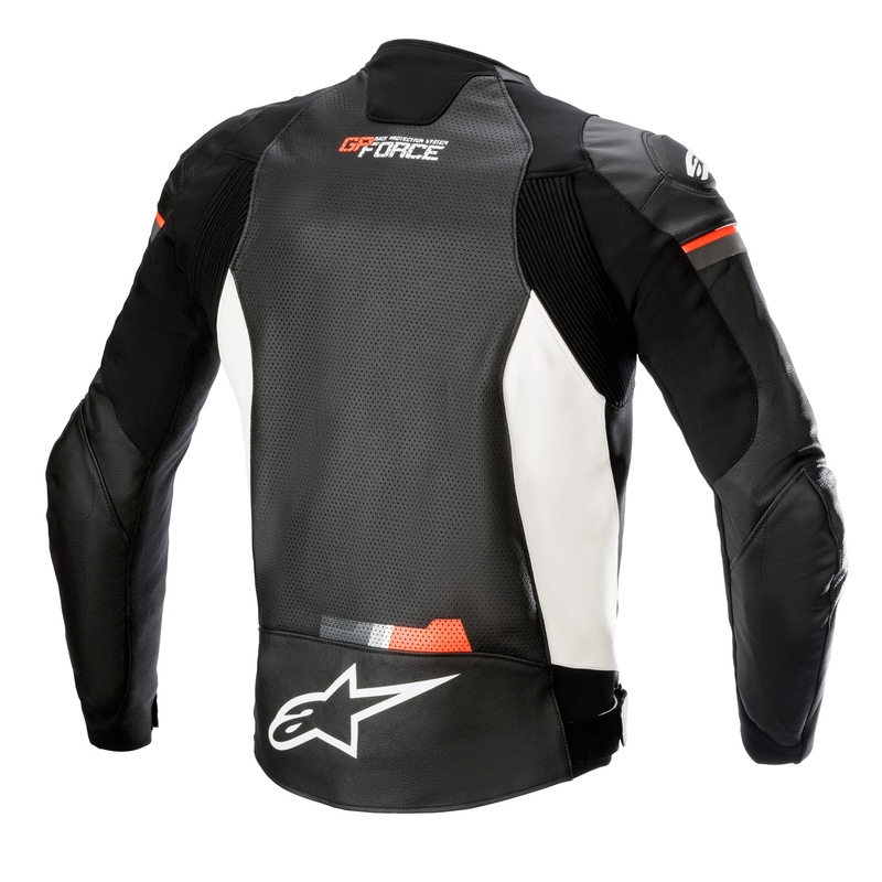 Kožená bunda na motorku Alpinestars GP Force Airflow černo-bílo-fluo červená