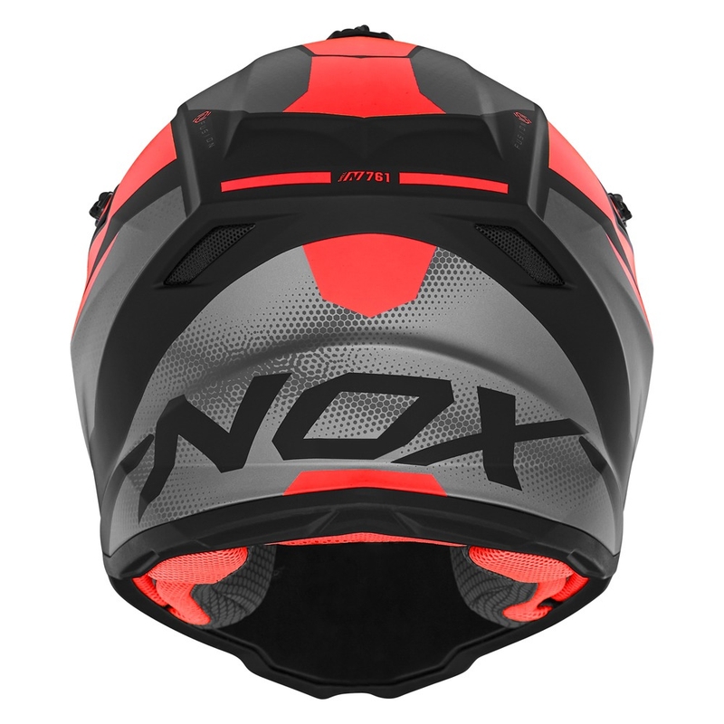 Dětská motokrosová helma NOX N761 MX fluo červeno-černo-šedá