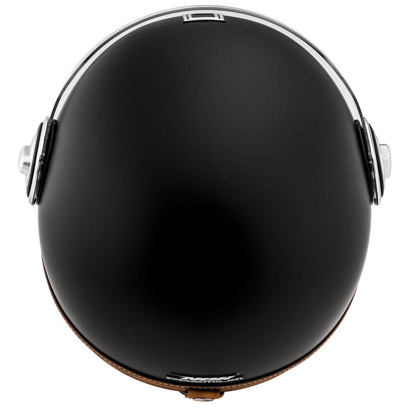 Avoin moottoripyöräilykypärä NOX PREMIUM Heritage mattamusta ruskealla nahalla