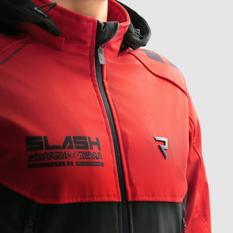 Rebelhorn Slash musta-punainen softshell-moottoripyörätakki