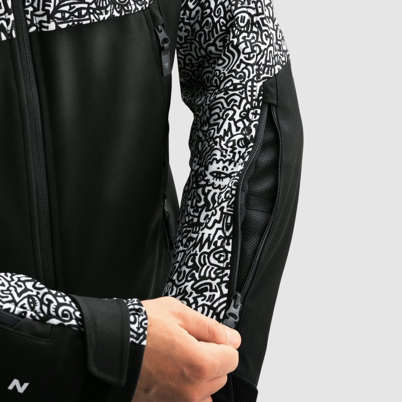 Softshell Moottoripyöräily takki Rebelhorn Slash Noriaki musta ja valkoinen
