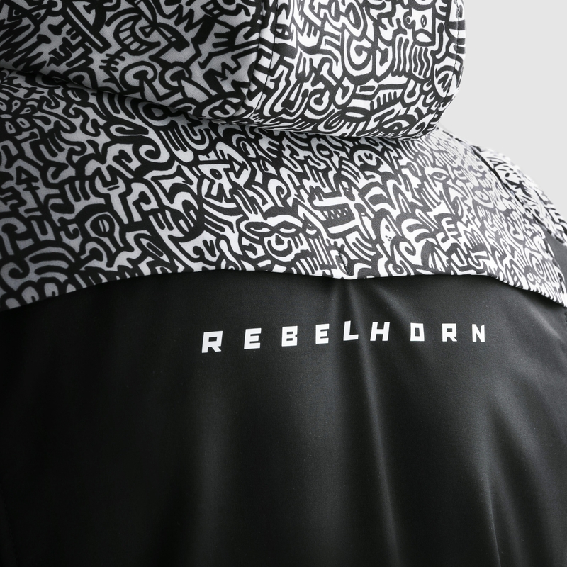 Softshell Moottoripyöräily takki Rebelhorn Slash Noriaki musta ja valkoinen