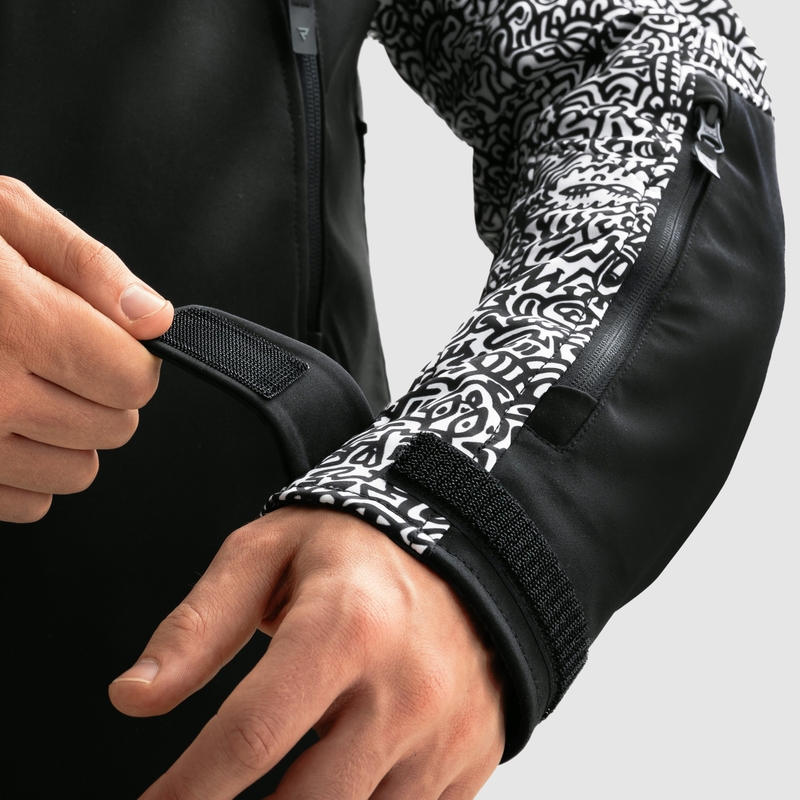 Softshell Moottoripyöräily takki Rebelhorn Slash Noriaki musta ja valkoinen
