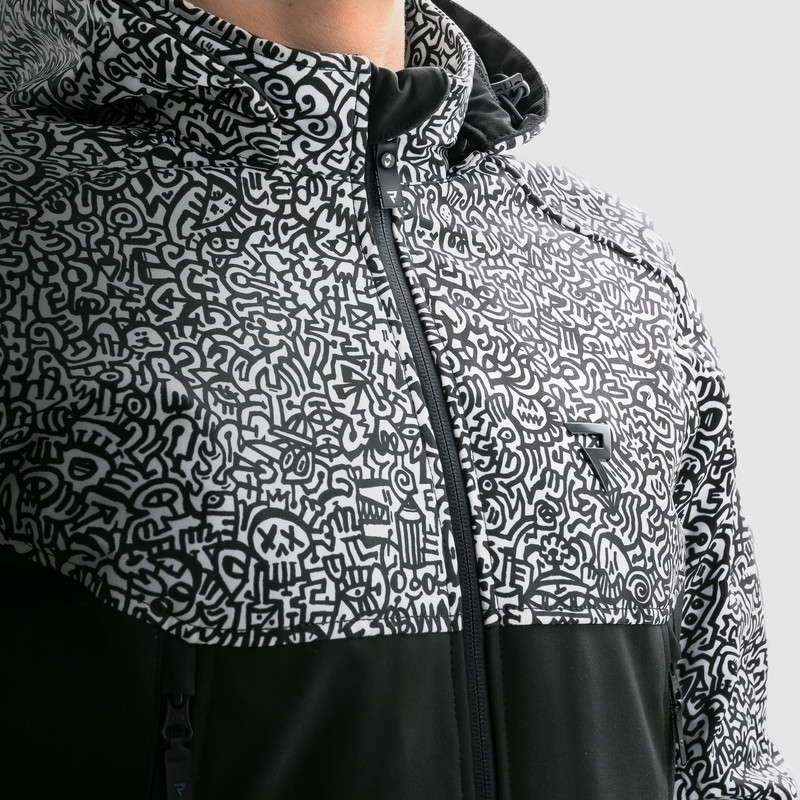 Softshell Moottoripyöräily takki Rebelhorn Slash Noriaki musta ja valkoinen