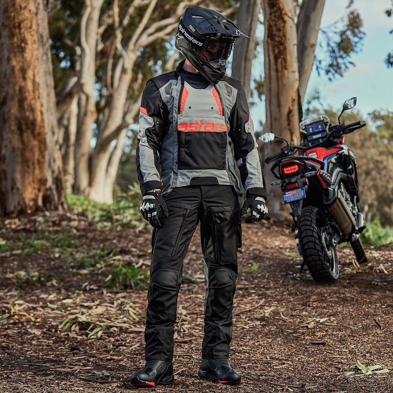 Alpinestars Halo Drystar vaaleanharmaa-tummanharmaa-musta-fluo-punainen moottoripyörätakki