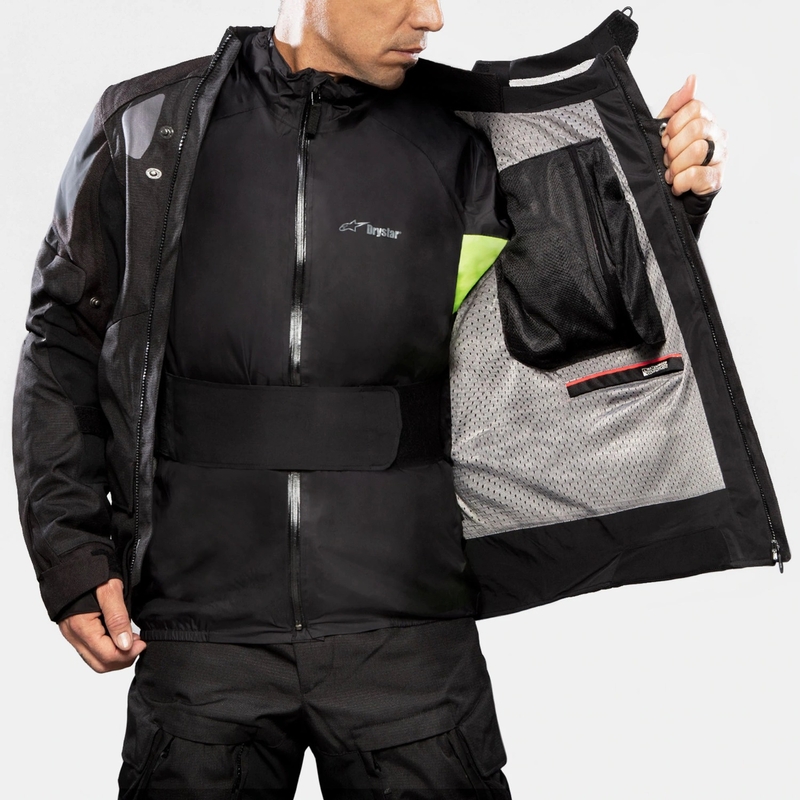 Alpinestars Halo Drystar vaaleanharmaa-tummanharmaa-musta-fluo-punainen moottoripyörätakki