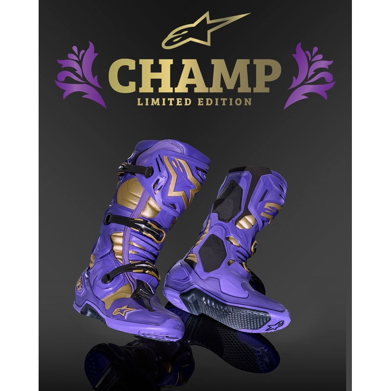 Alpinestars Tech 10 Limited Edition Champ Purple and Gold Moottoripyöräilykengät