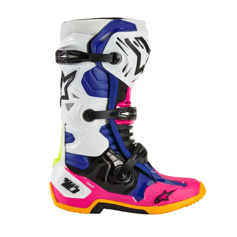 Alpinestars Tech 10 Limited Edition Coast White-Dark Blue-Pink-Fluo Yellow-Orange-Black Moottoripyöräilykengät