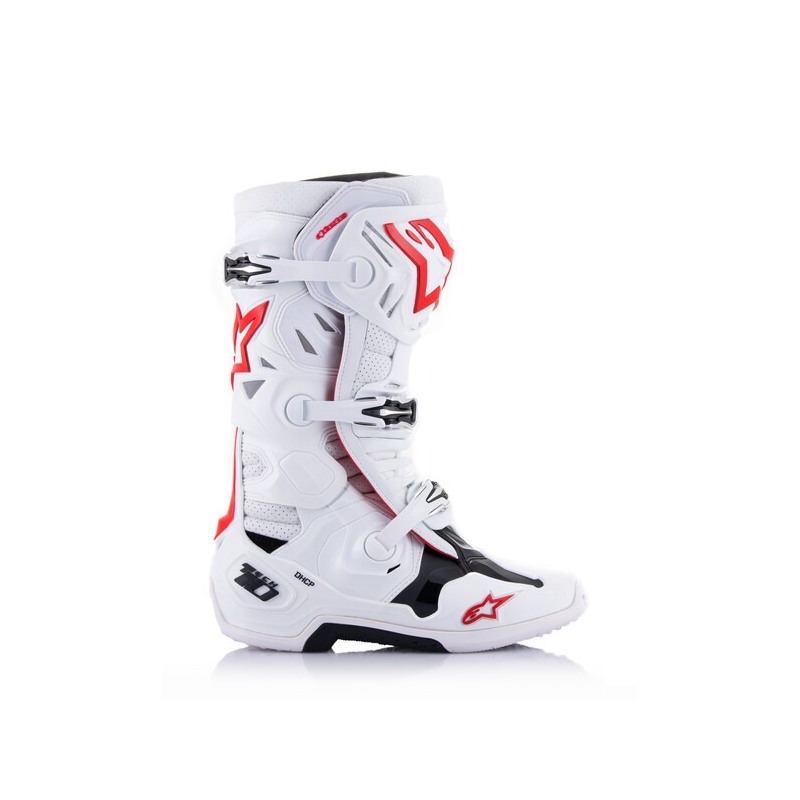 Alpinestars Tech 10 Supervented Moottoripyöräsaappaat Rei'itetty Valkoinen, Punainen ja Musta