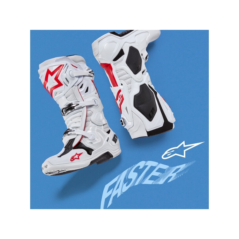Alpinestars Tech 10 Supervented Moottoripyöräsaappaat Rei'itetty Valkoinen, Punainen ja Musta