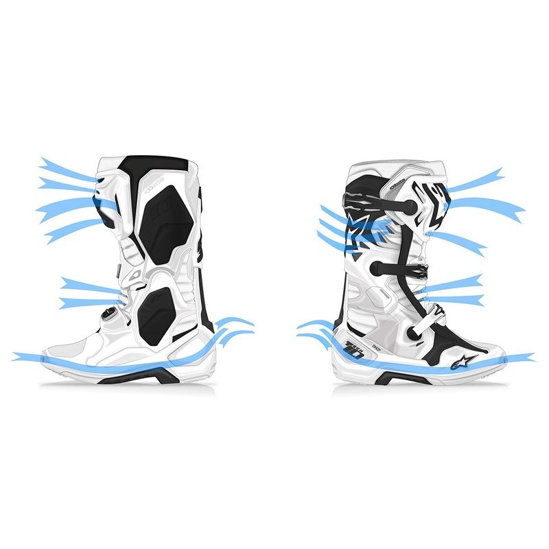 Alpinestars Tech 10 Supervented Moottoripyöräsaappaat Rei'itetty Valkoinen, Punainen ja Musta