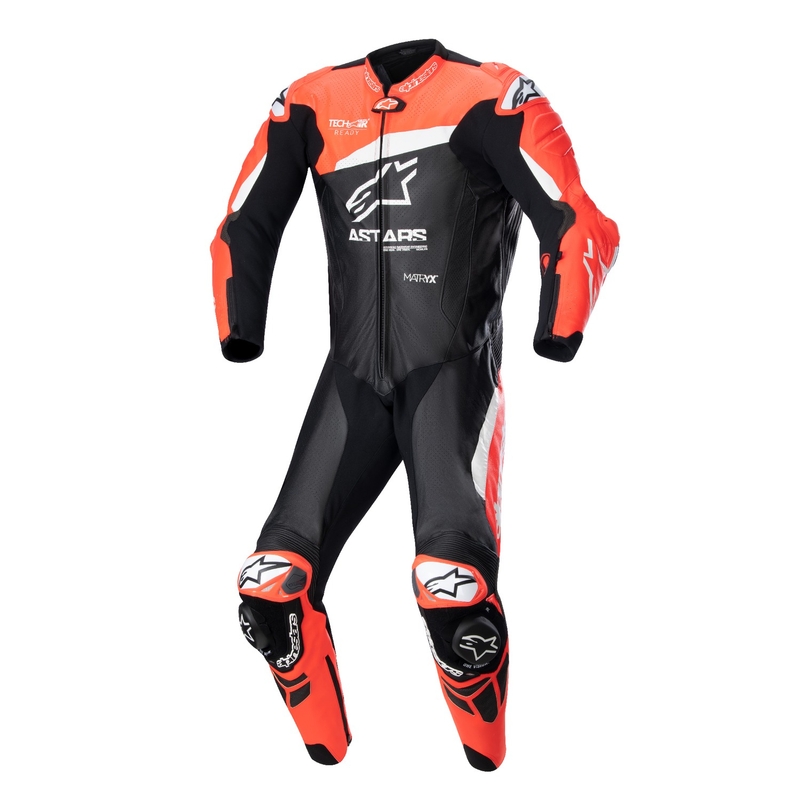 Jednodílná kožená kombinéza Alpinestars GP Plus 4 TECH-AIR kompatibilní černo-fluo červeno-bílá výprodej
