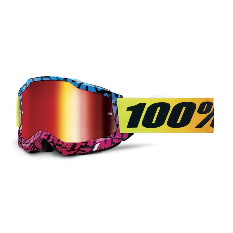 Motocross-lasit 100% ACCURI 2 Special UTV/OTG - rajoitettu painos Ken Block punainen kromipleksillä varustettuna.